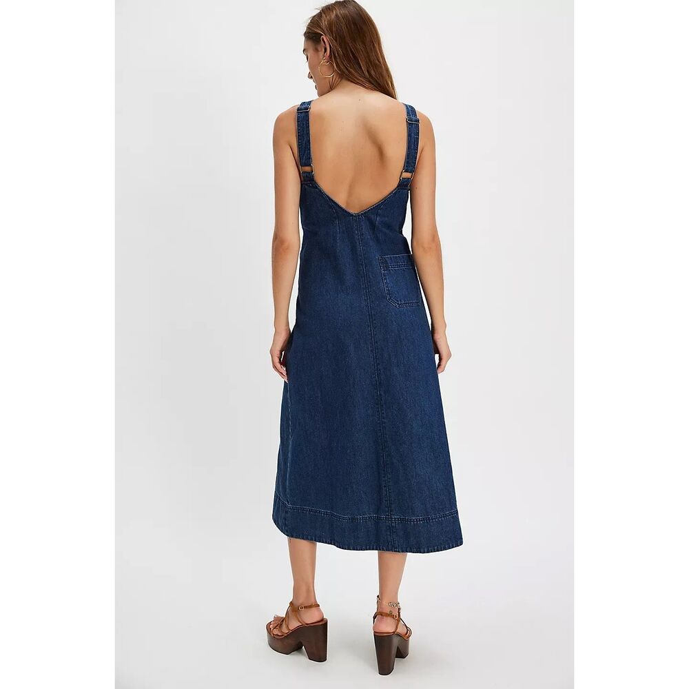 Free People Dex Denim Midi Dress Size M - Picture 3 of 9